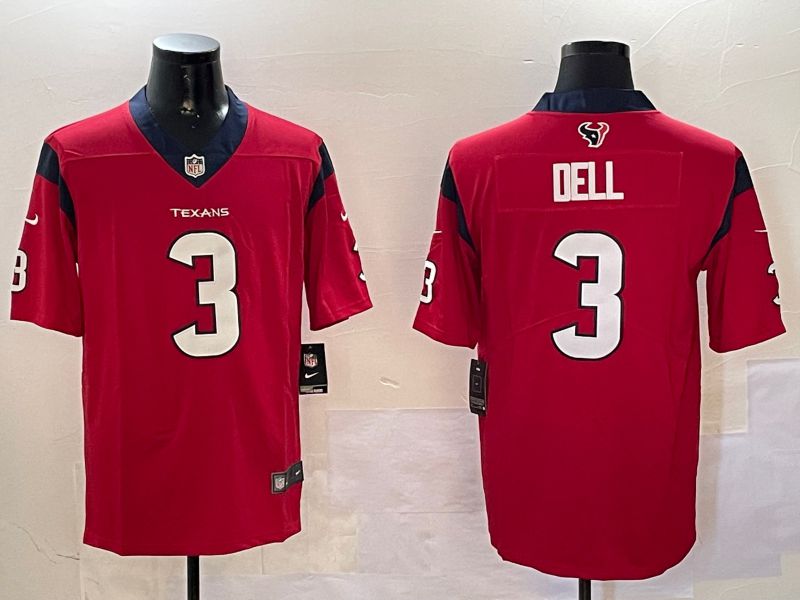 Men Houston Texans #3 Dell Red Second generation 2024 Nike Limited NFL Jersey style 0108->houston texans->NFL Jersey